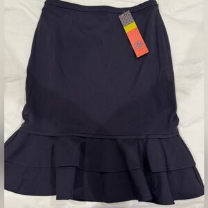 NWT Vintage Tory Burch Navy Straight Ruffle Skirt